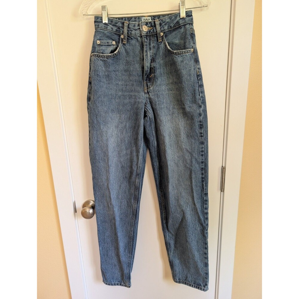 BDG High Rise Baggy Jeans Women's 25 Blue Straight Leg Preppy Distressed Skater